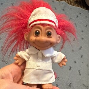 Russ Troll Doll with Red Hair and White Outfit